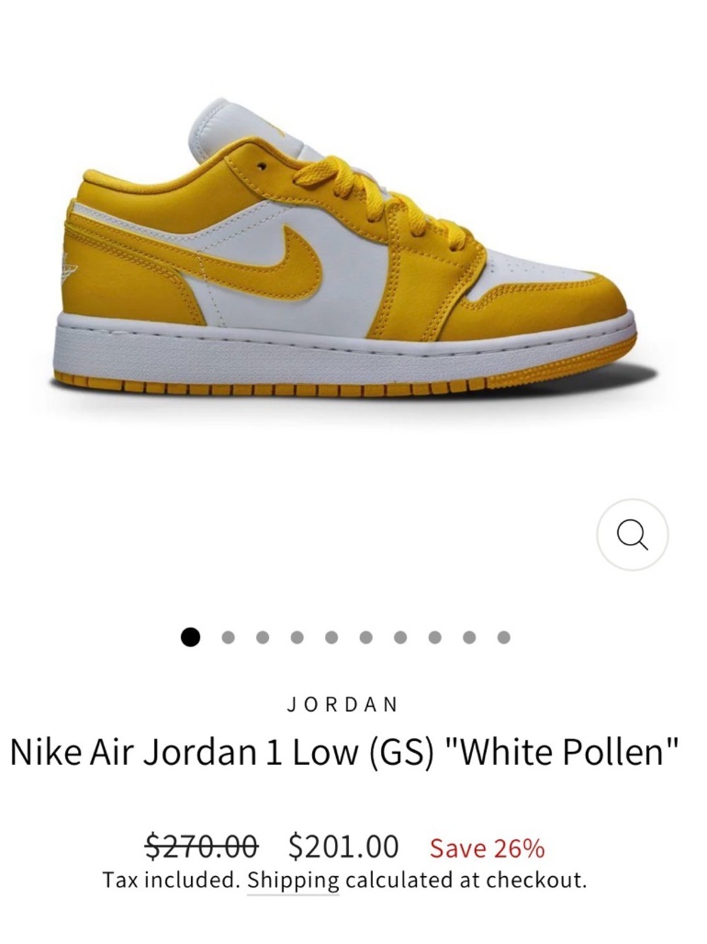 Nike Air Jordan 1 Low GS White & Pollen Yellow